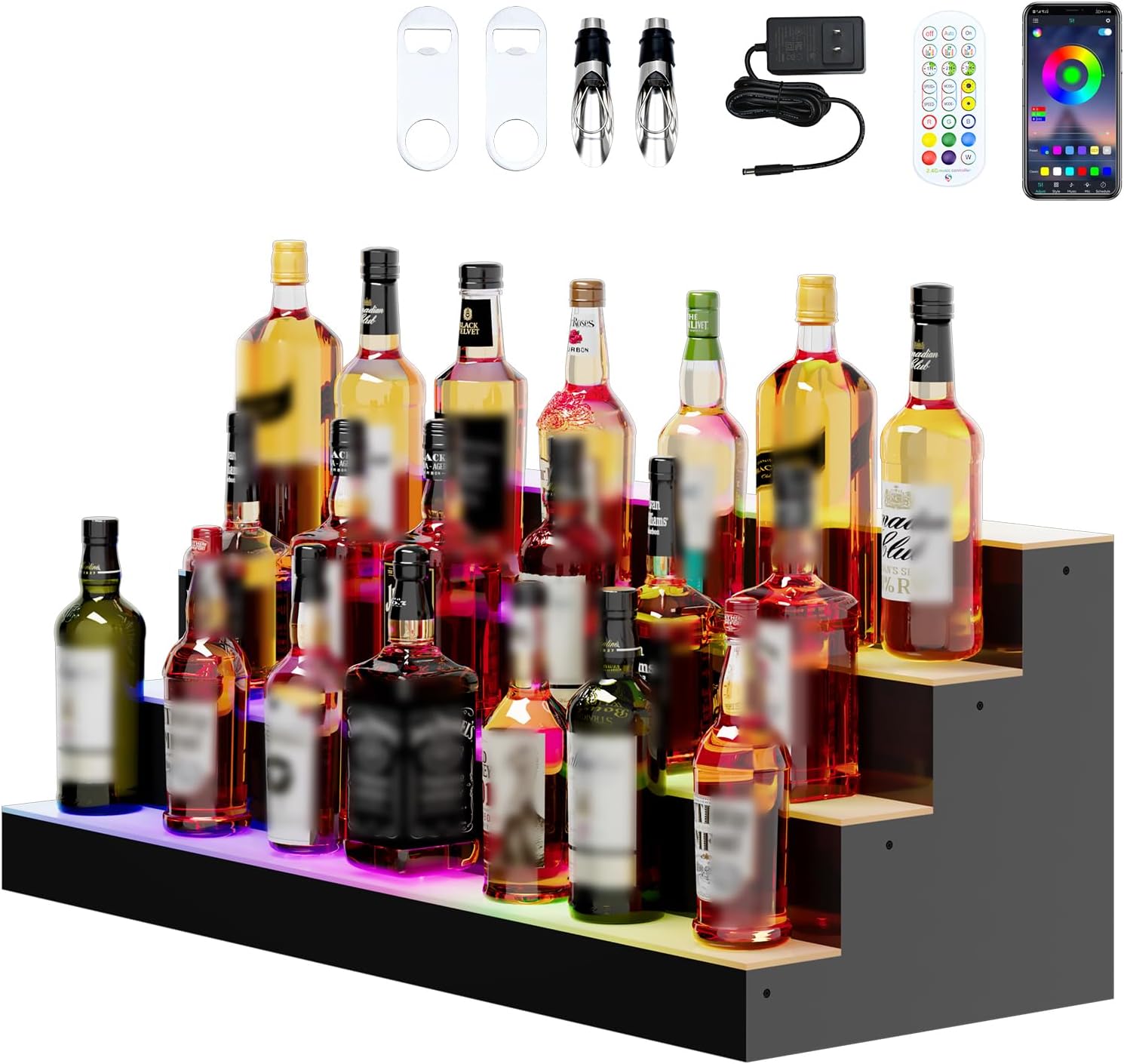 4 Tier 40 Inch Liquor Bottle Display Shelf - Wine Racks 