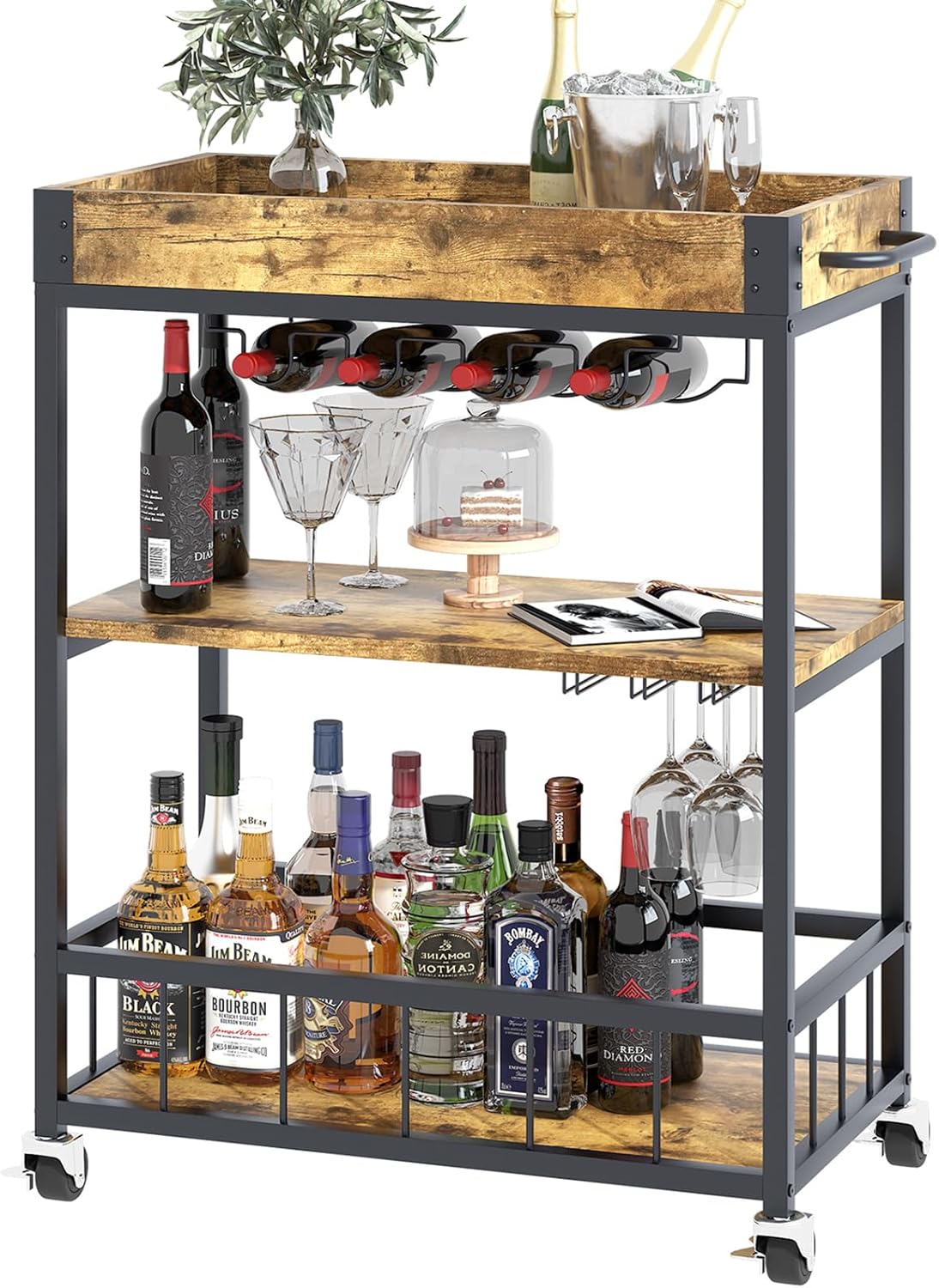 Bar Cart Industrial Mobile Kitchen Serving Carts