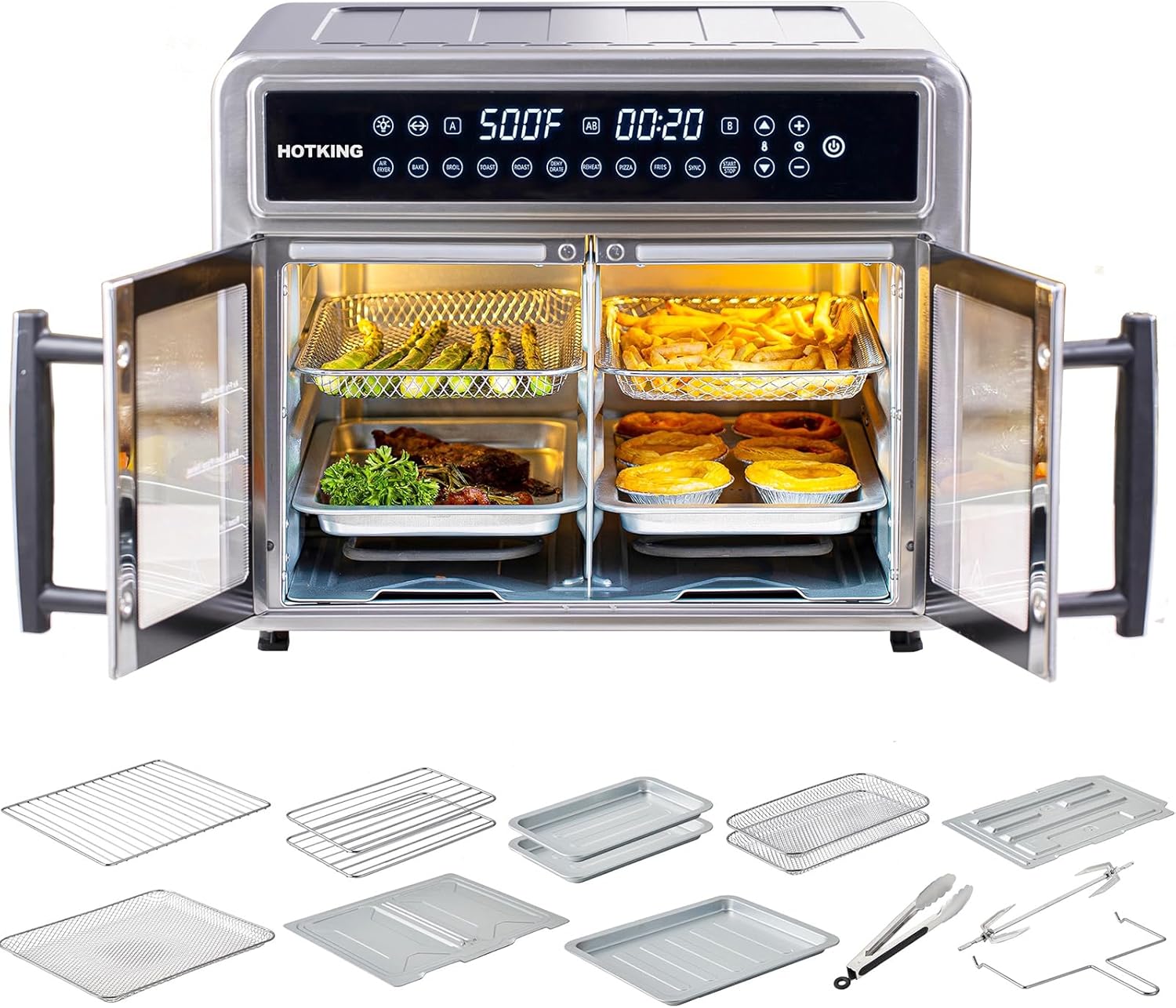 HotKing Dual-Zone Air Fryer Toaster Oven Combo