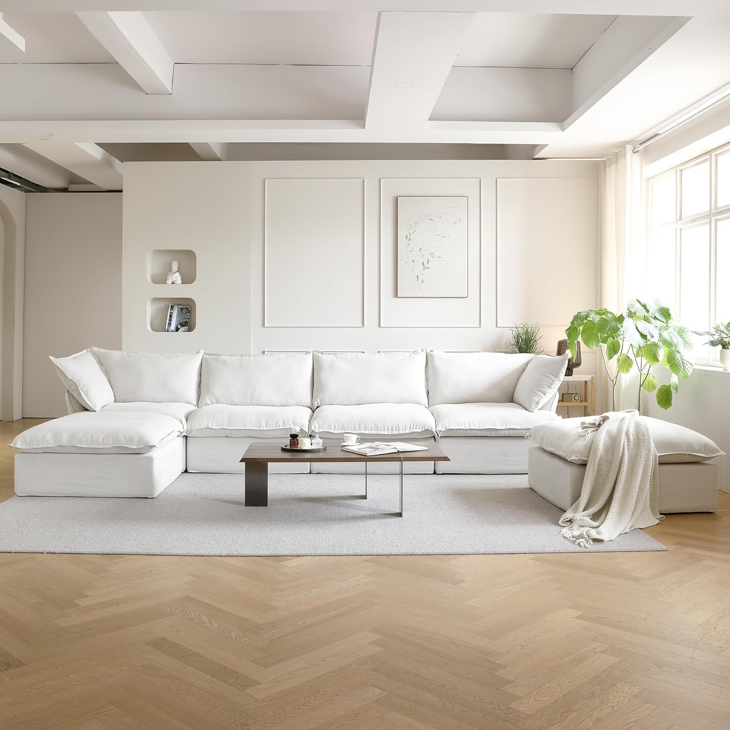 JACH U-Shaped White Cloud Sectional Couches