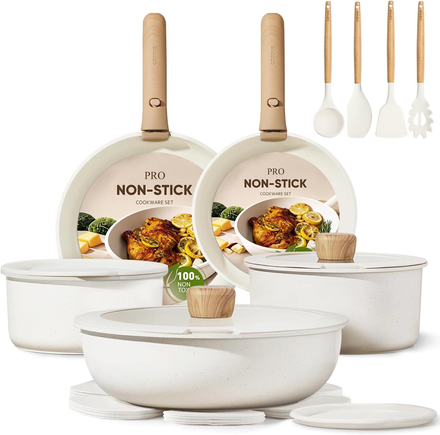 CAROTE 19pcs Pots and Pans Non Stick, Cookware Sets