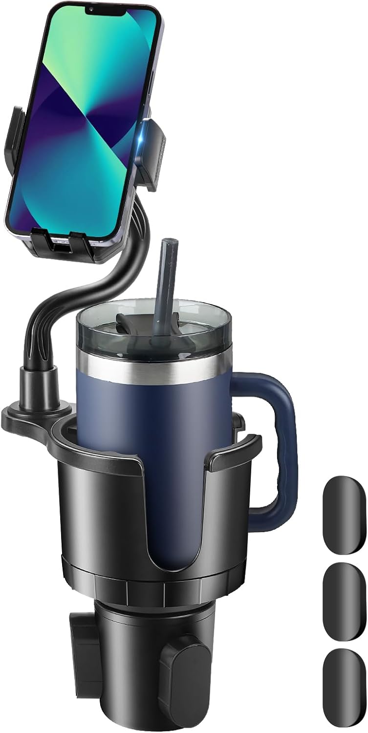 Cup Holder Phone Mount, 2025 Upgraded 2 in 1 Car Cup Holder Expander