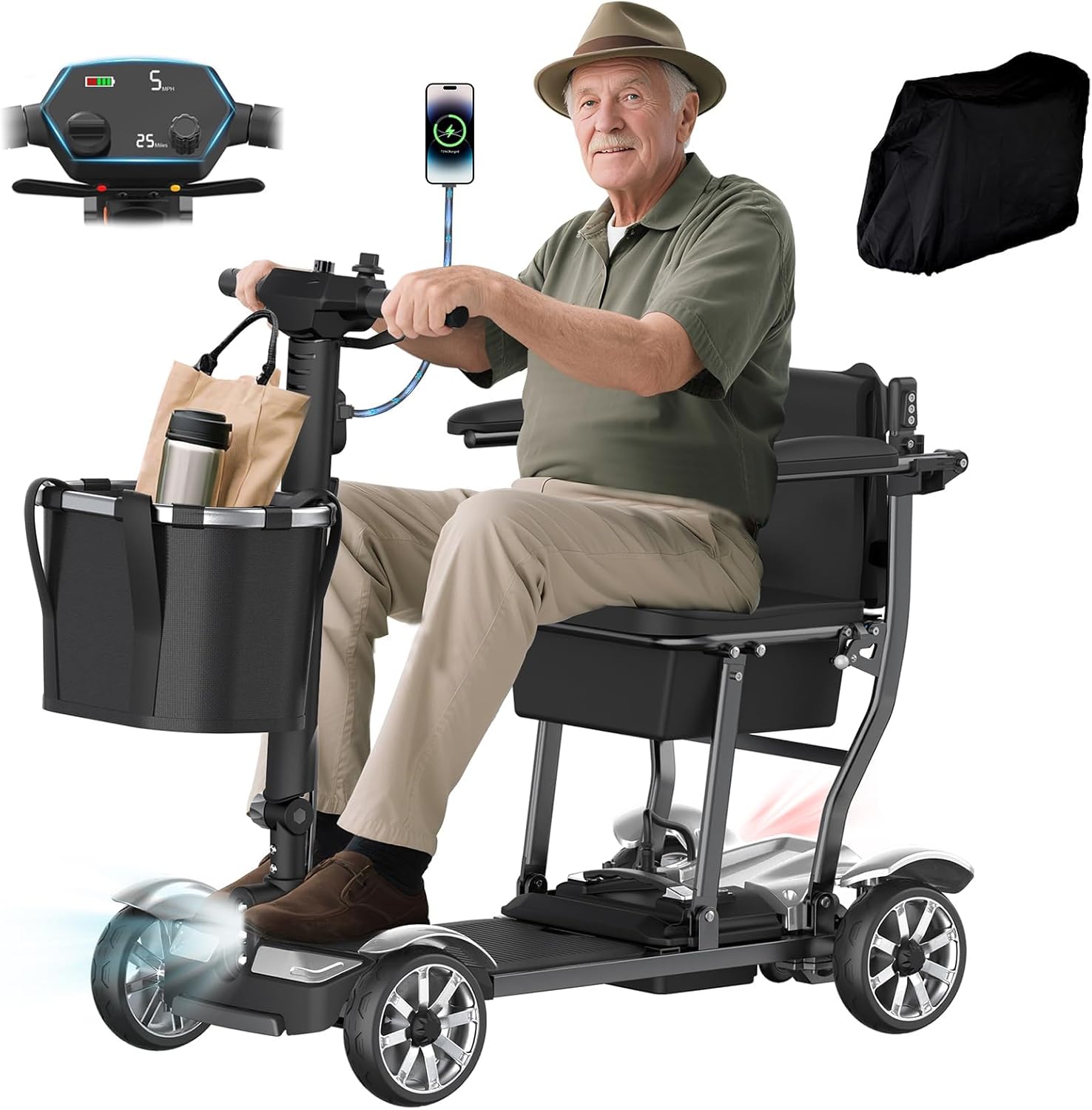 Mobility Scooter for Adults, 4 Wheels Mobility Scooter