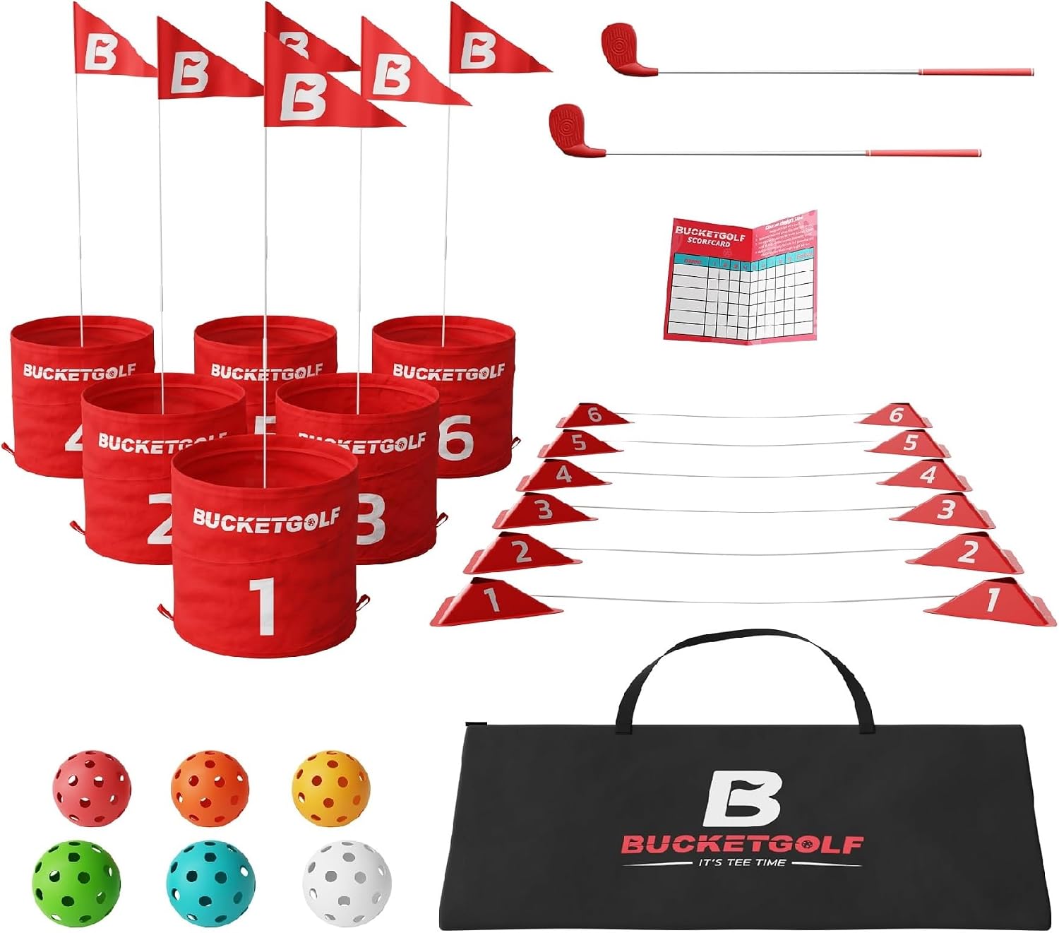 BUCKETGOLF Game 6 Hole Bundle with Clubs